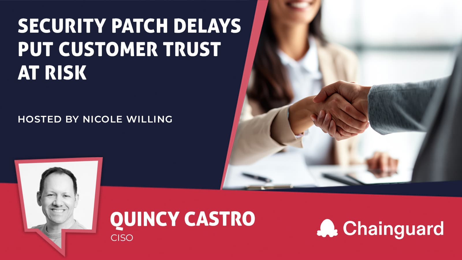 Title card for interview with Quincy Castro, CISO at Chainguard