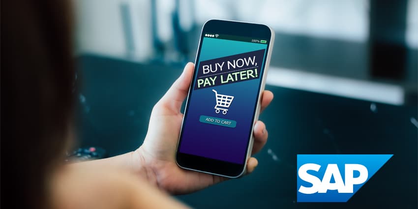 BNPL Buy now pay later online shopping concept.Hands holding mobile phone