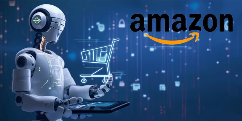Robot holds the tablet and virtual shopping cart. Future of shopping with innovative virtual shopping assistant. Digitization of selling process. E-commerce digital and virtual