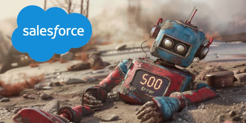Broken robot with 500 Internal Server Error http status code message. Website is down concept. SEO and Backend terms