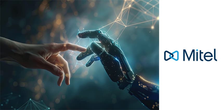 Metaverse technology Hand of robot and human connected