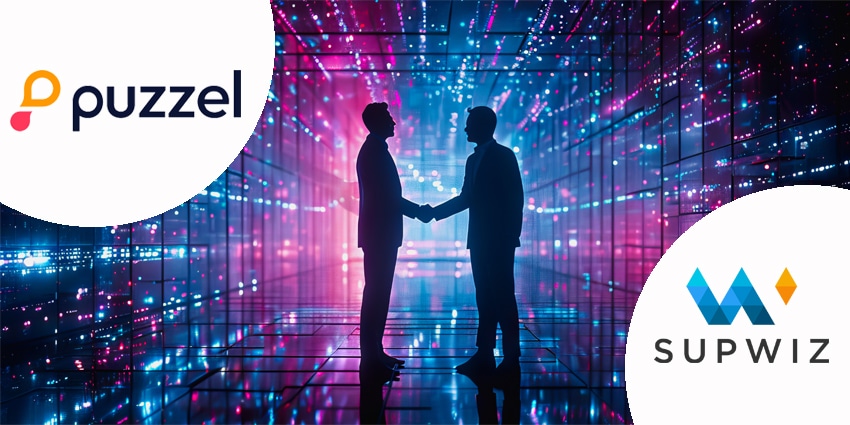 Handshake between business people and futuristic technology background