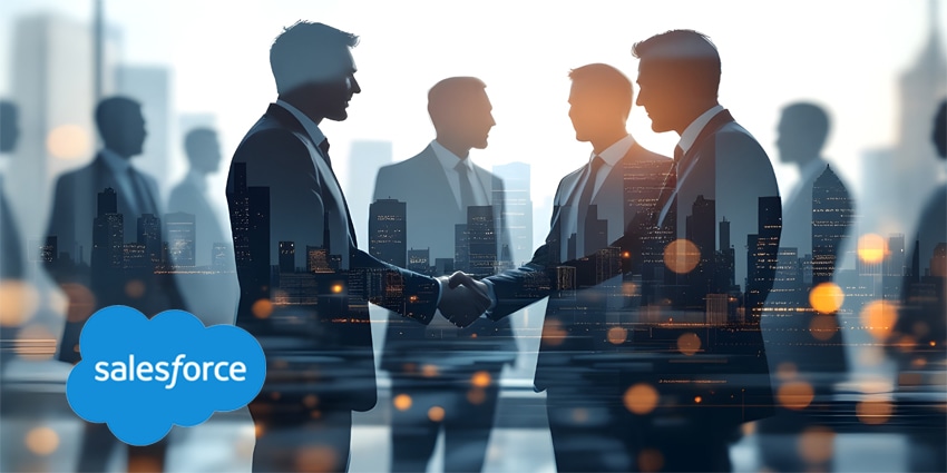 A double exposure image, likely digitally created, shows multiple businesspeople in silhouette against a cityscape backdrop. background showing partnership success of business deal Concept of teamwork