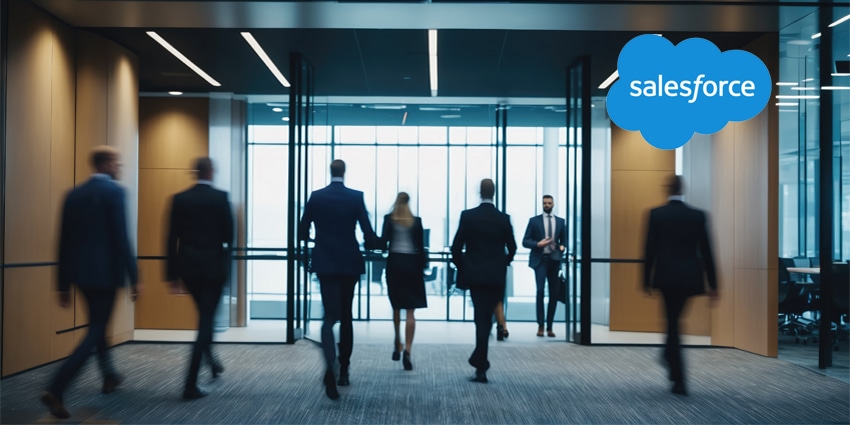 People walking and out of a door