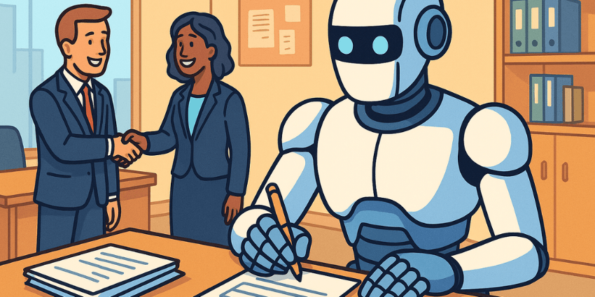 Sales rep using AI-powered automation technology.
