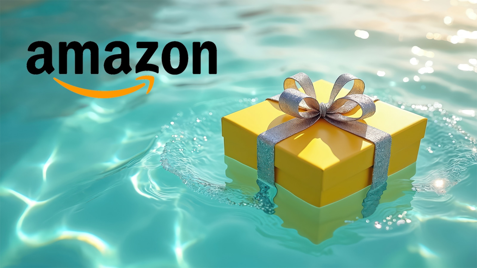 Amazon delivery drone dropping a customer package into a swimming pool in Texas