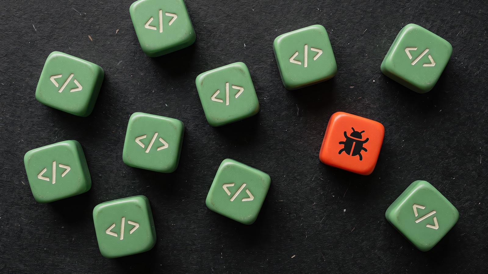 Coding dice block software error and bug bounty, debugging identify flaw