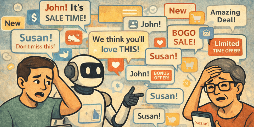 Two consumers are overwhelmed by AI personalization being used for sales.