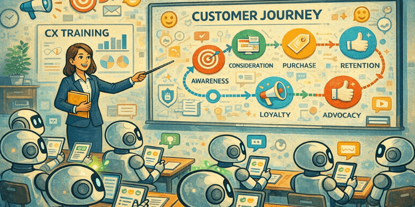 A businessperson trains AI to understand the customer journey - a key skill for the future of sales and marketing