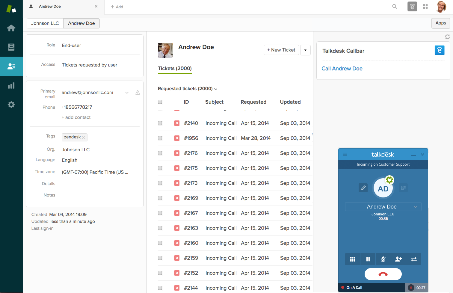 Talkdesk UI with Zendesk Integration